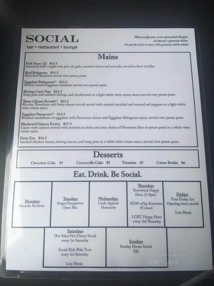 Trenton Social - Trenton, NJ menu_pic