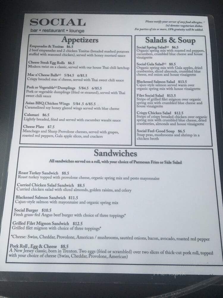 Trenton Social - Trenton, NJ menu_pic