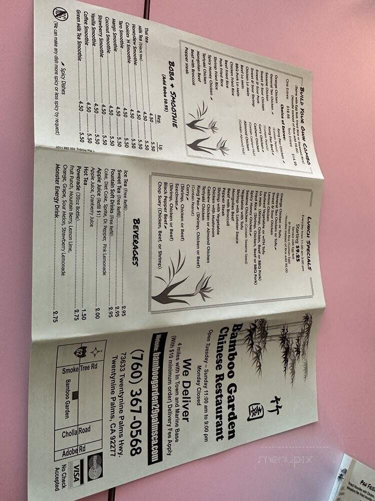 Bamboo Garden Chinese Restaurant - Twentynine Palms, CA menu_pic