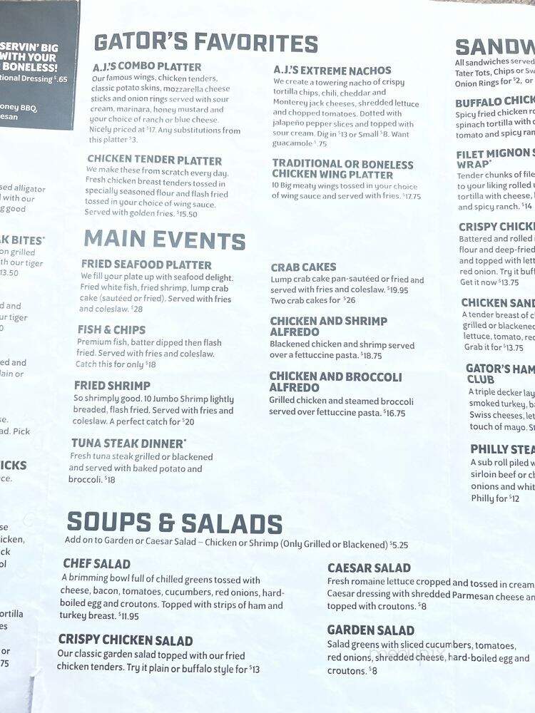 AJ Gator's Sports Bar Grill - Virginia Beach, VA menu_pic