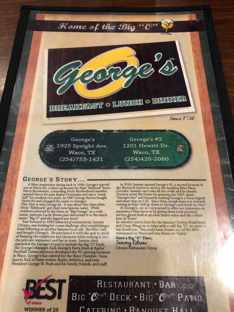 Georges Restaraunt Bar - Waco, TX menu_pic