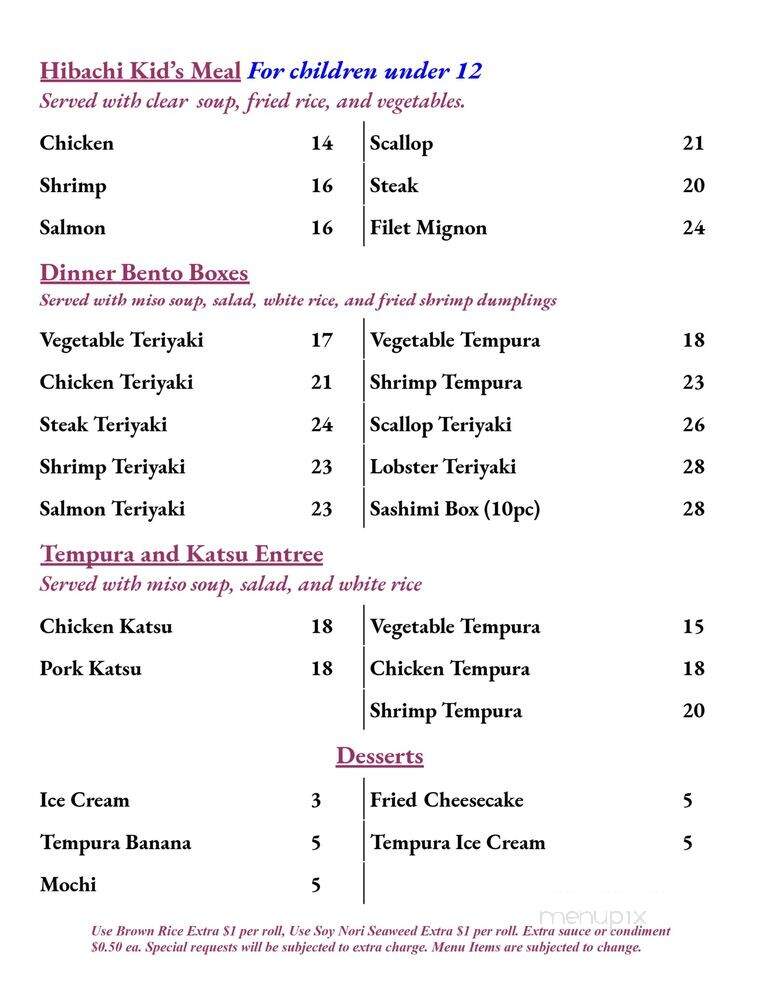 Izumi - Wappingers Falls, NY menu_pic