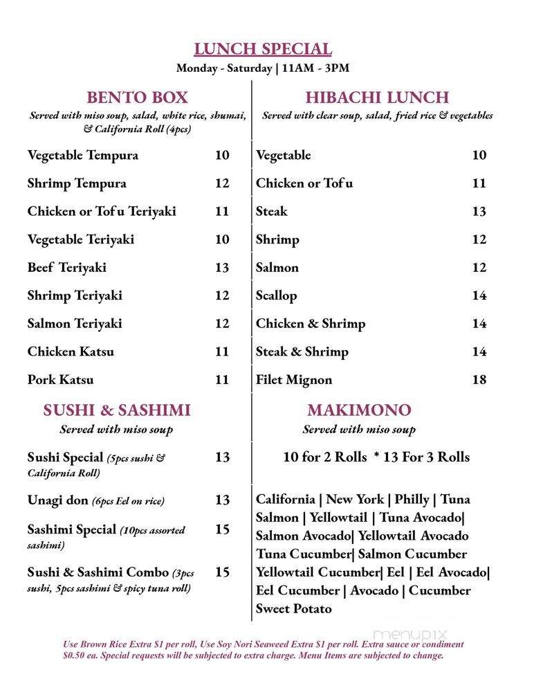Izumi - Wappingers Falls, NY menu_pic