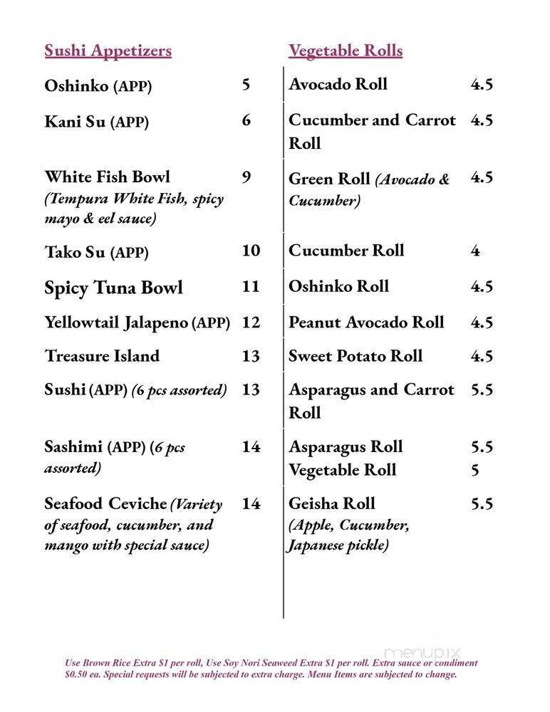 Izumi - Wappingers Falls, NY menu_pic