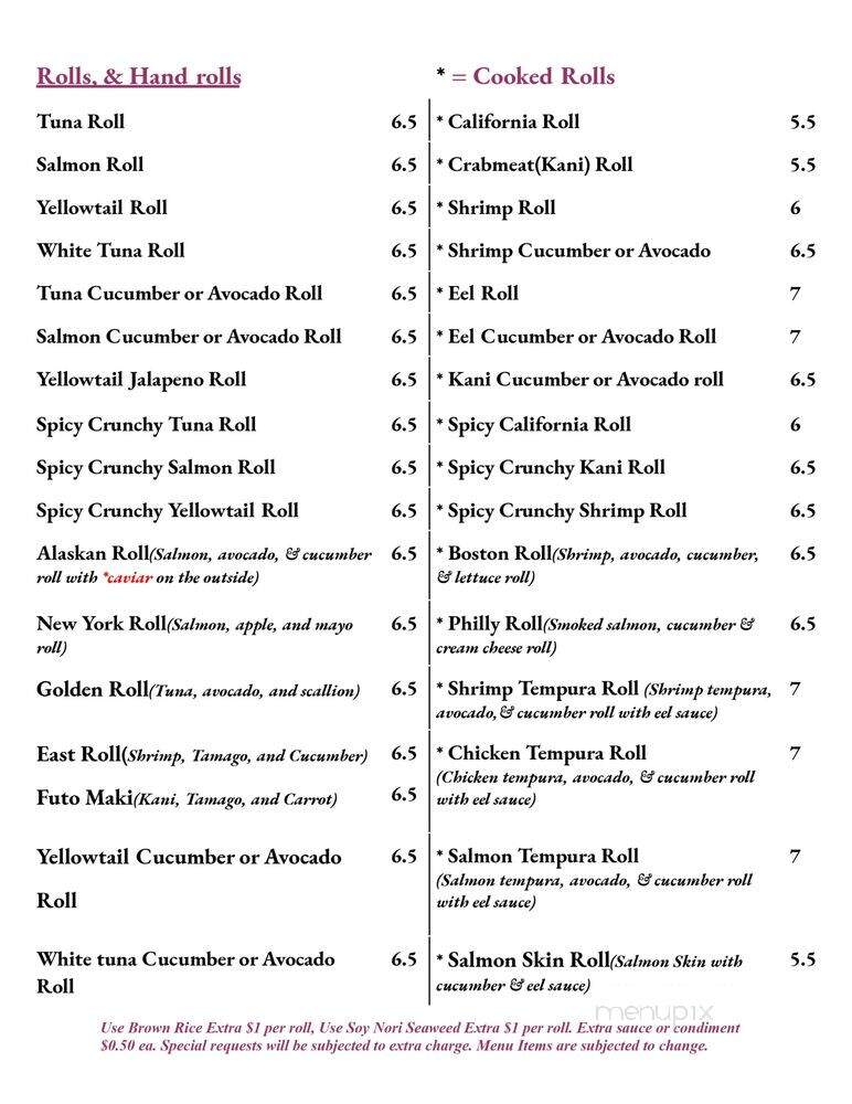 Izumi - Wappingers Falls, NY menu_pic