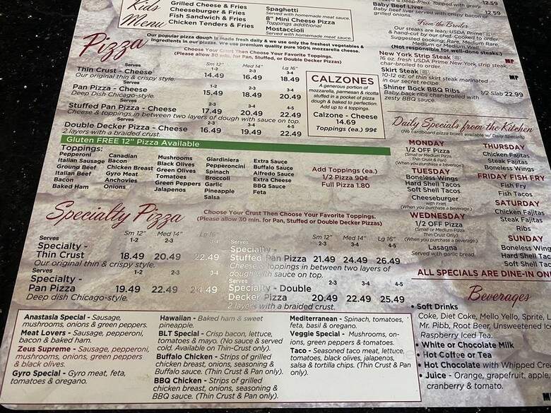 Anastasia's Restaurant and Sports Lounge - Waukegan, IL menu_pic