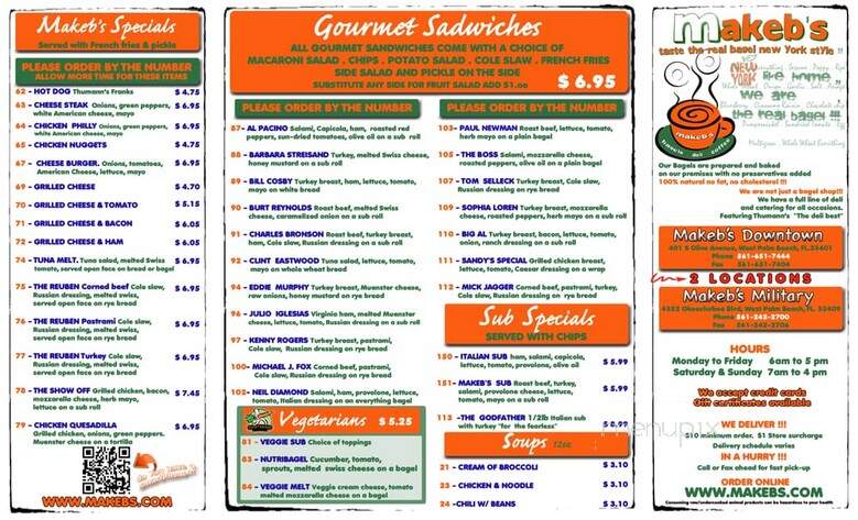 Makeb's Bagels Deli - West Palm Beach, FL menu_pic