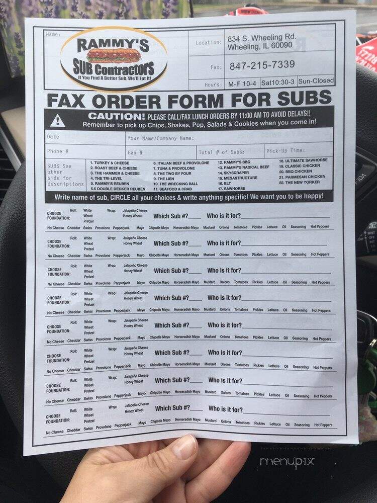 Rammy's Sub Contractors - Wheeling, IL menu_pic