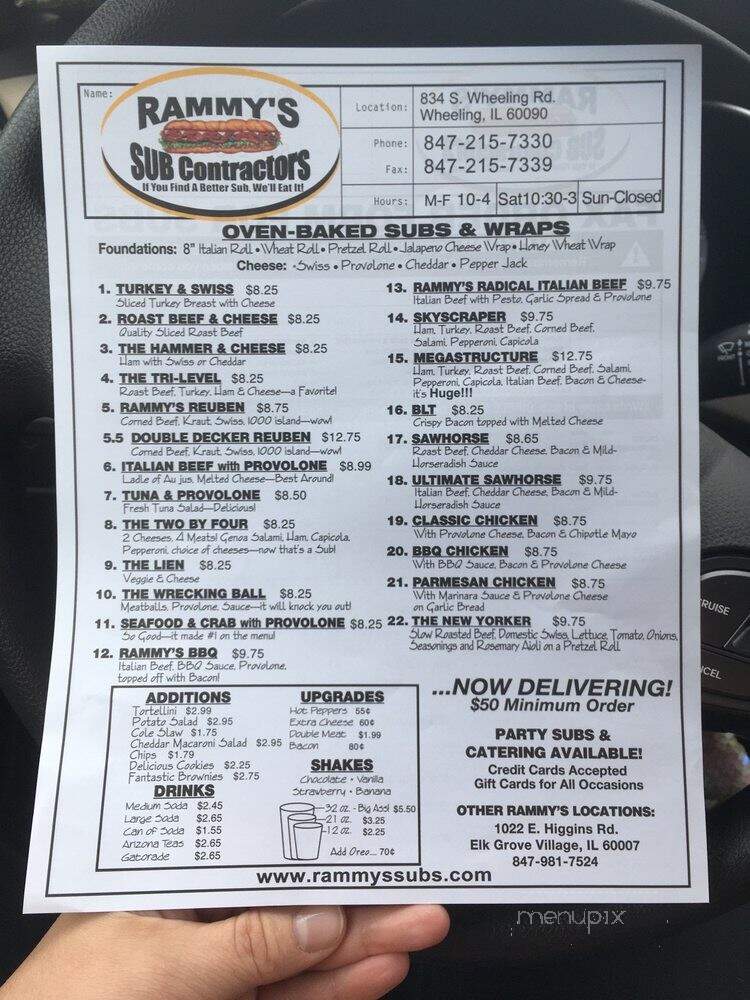 Rammy's Sub Contractors - Wheeling, IL menu_pic