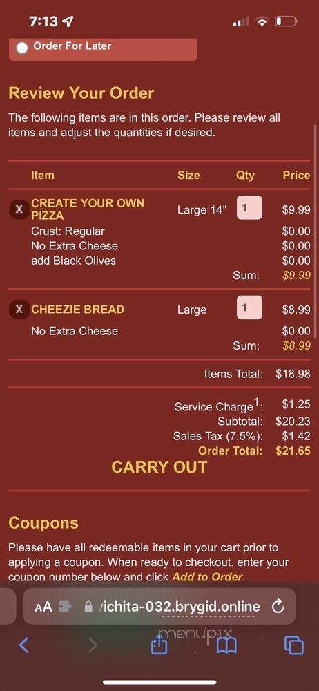 Cheezie's Pizza - Wichita, KS menu_pic