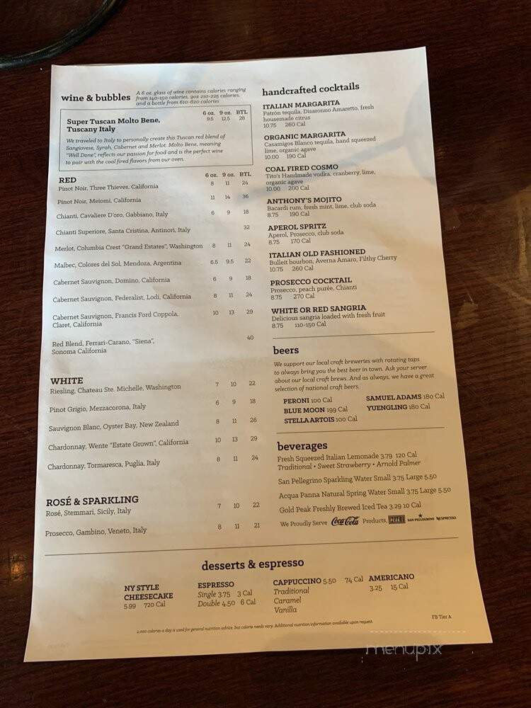 Anthony's Coal Fired Pizza - Wilmington, DE menu_pic