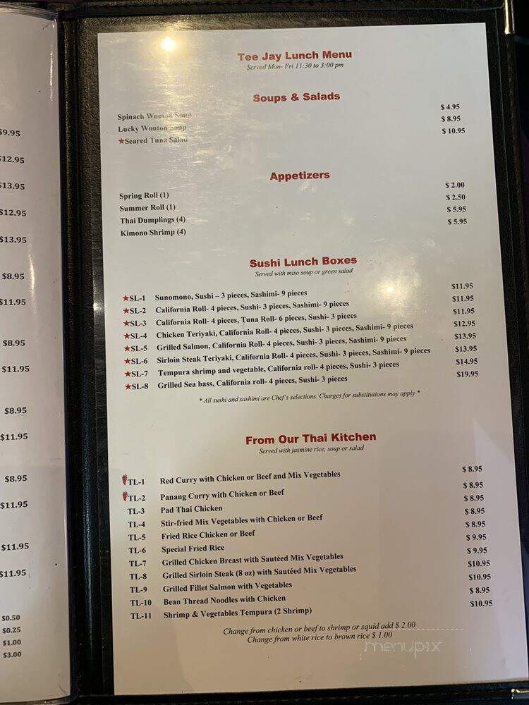 TeeJay Thai Sushi - Wilton Manors, FL menu_pic