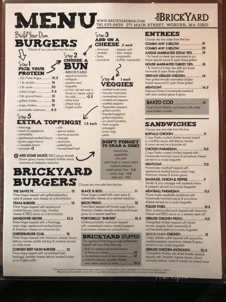 The Brickyard Authentic Pizzeria and Burger Bar - Woburn, MA