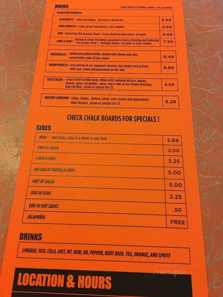 Roburrito's - York, PA menu_pic