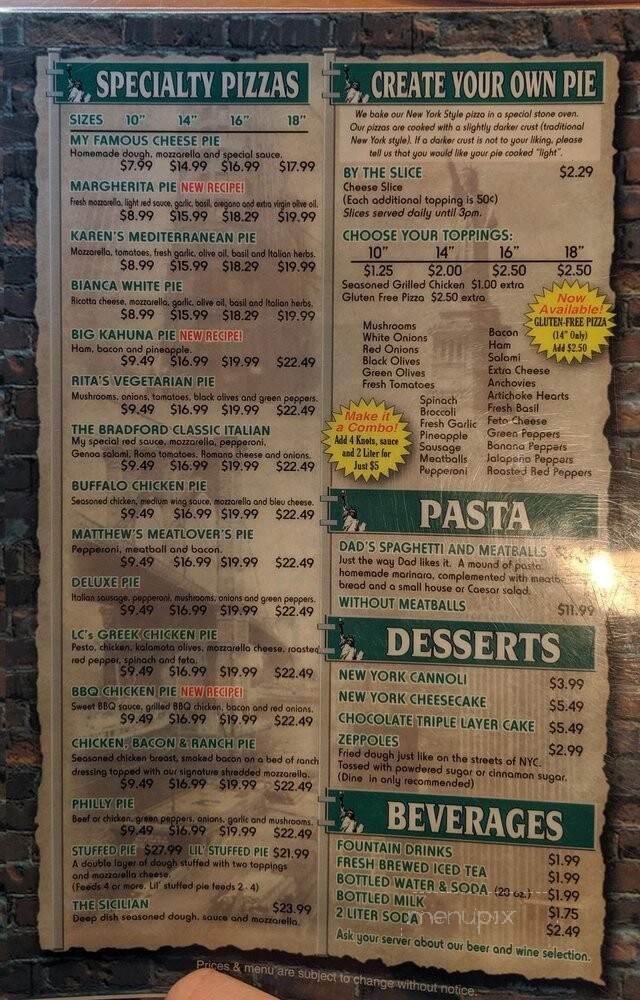 Matts Pizza Dept - Mt Pleasant, SC menu_pic
