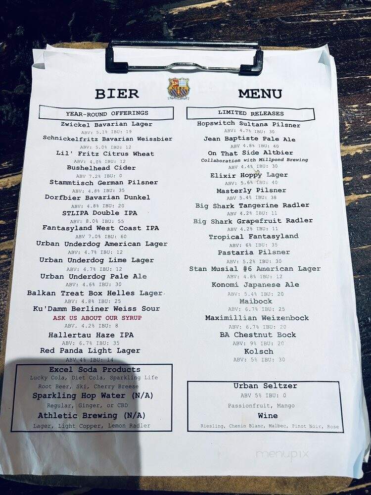 Urban Chestnut Brewing Co - St Louis, MO menu_pic