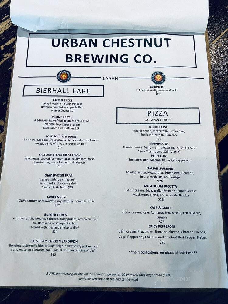 Urban Chestnut Brewing Co - St Louis, MO menu_pic