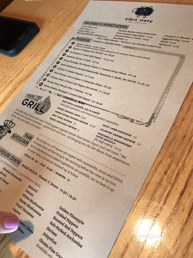 Black Sheep Coal Fired Pizza - St Paul, MN menu_pic