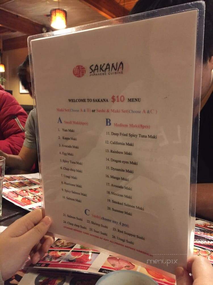 Sakana - Edmonton, AB menu_pic