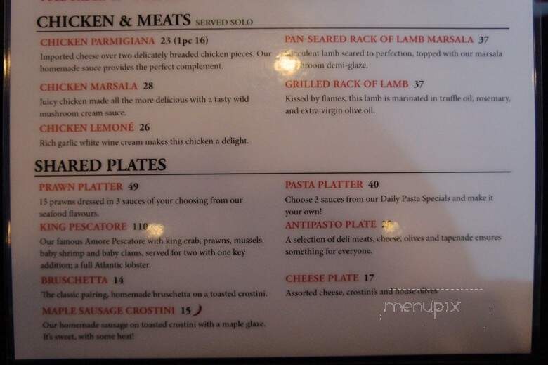 Cafe Amore Bistro - Edmonton, AB menu_pic