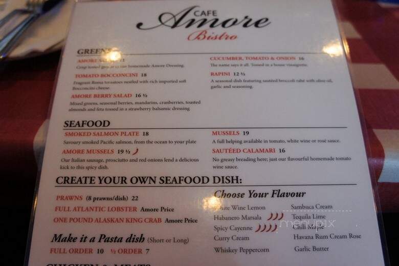 Cafe Amore Bistro - Edmonton, AB menu_pic