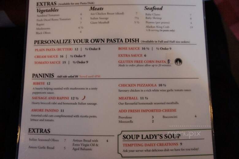 Cafe Amore Bistro - Edmonton, AB menu_pic