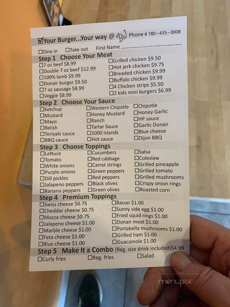 The Burger Joint - Edmonton, AB menu_pic
