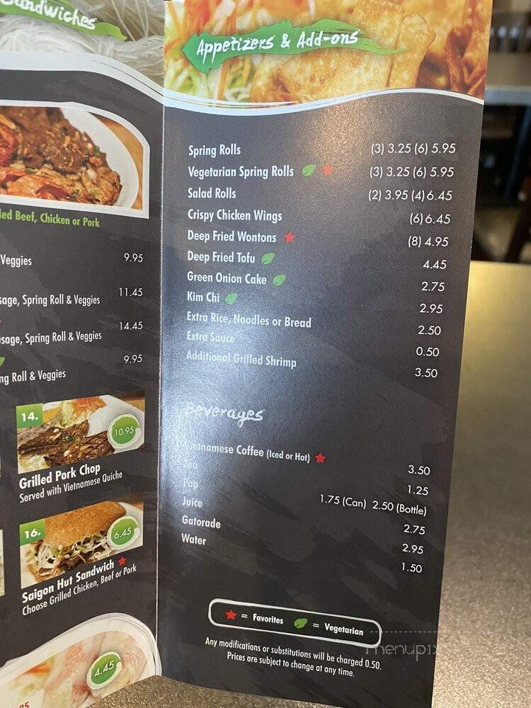 Saigon Hut - Edmonton, AB menu_pic