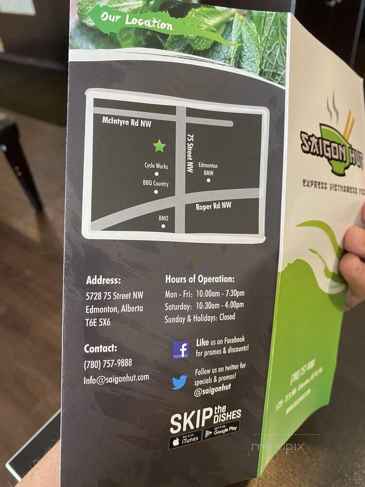 Saigon Hut - Edmonton, AB menu_pic