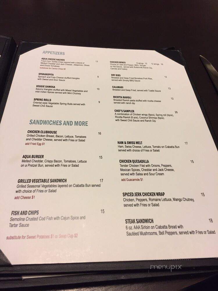 AQUA Restaurant - Edmonton, AB menu_pic
