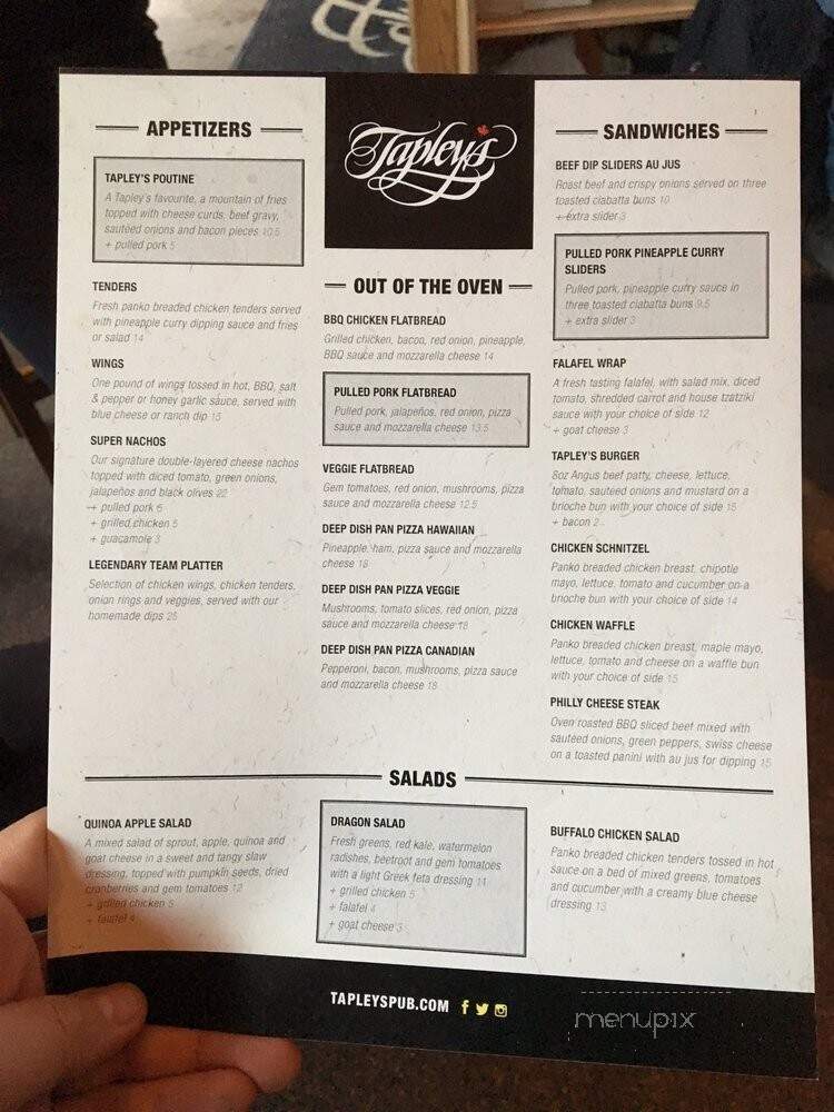 Tapley's Pub - Whistler, BC menu_pic