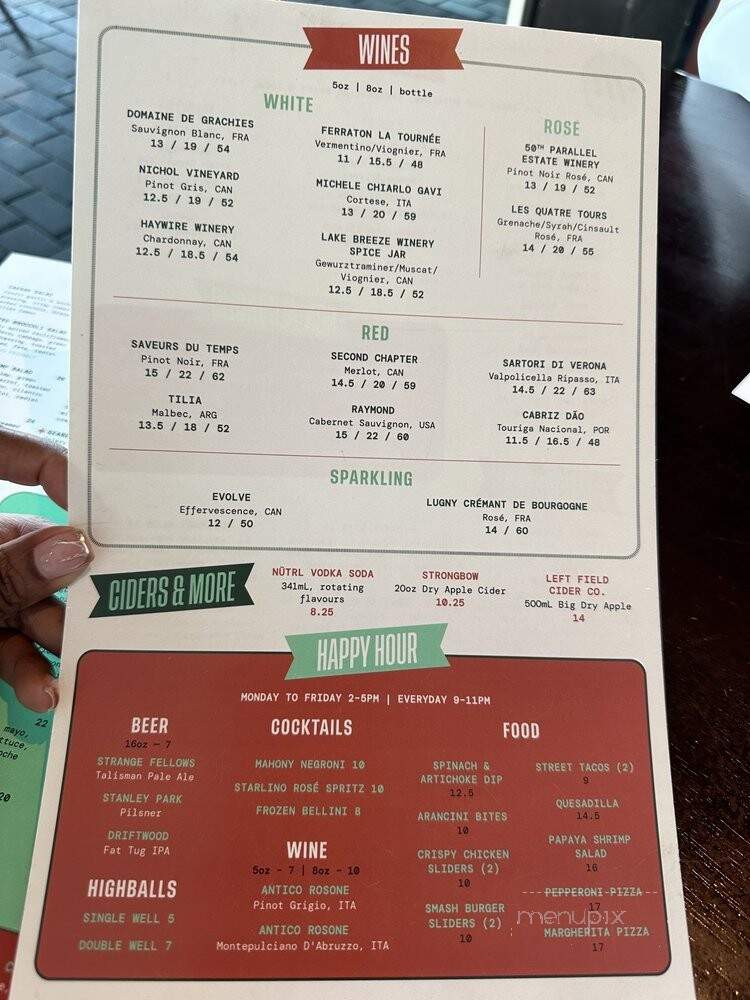 Mahony Sons Public House - Vancouver, BC menu_pic