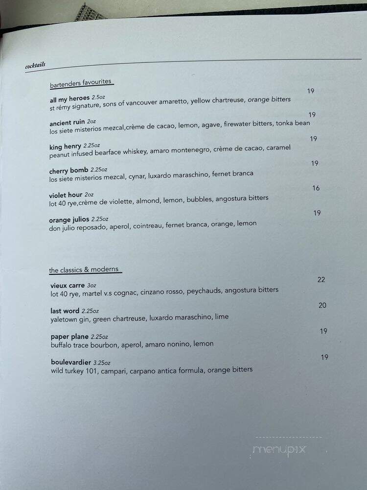 Hawksworth Restaurant - Vancouver, BC menu_pic