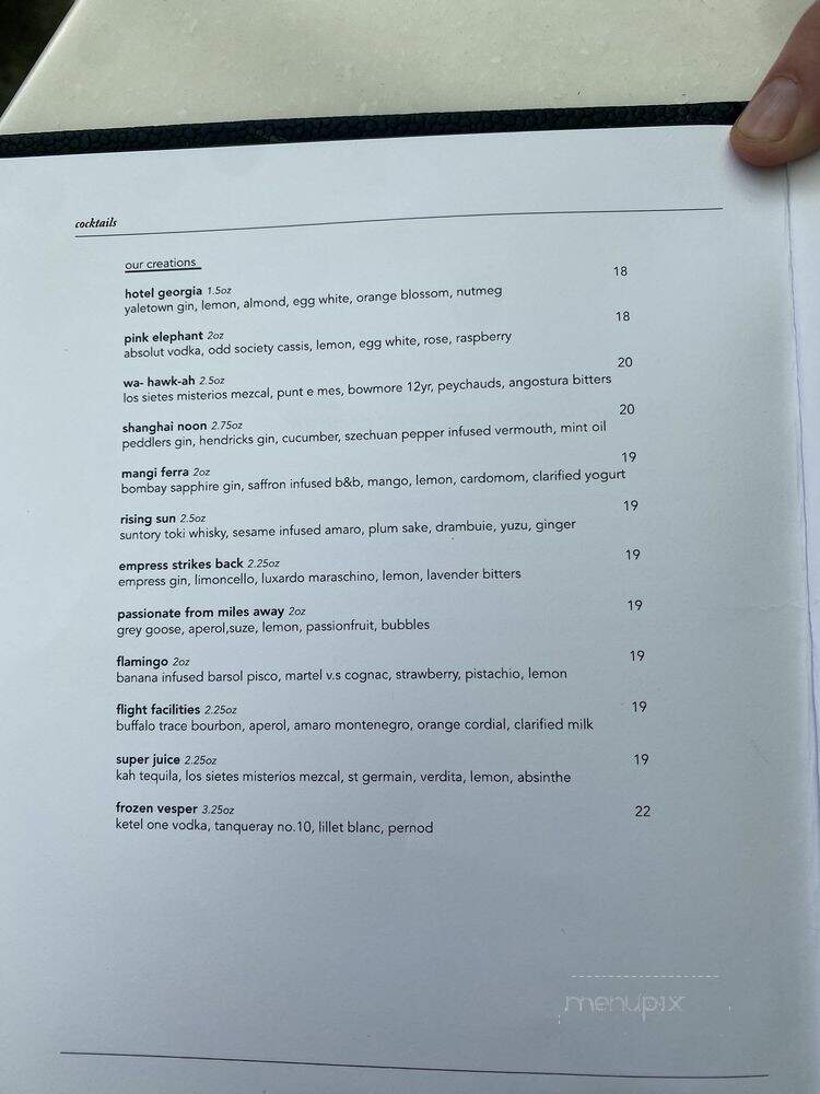 Hawksworth Restaurant - Vancouver, BC menu_pic
