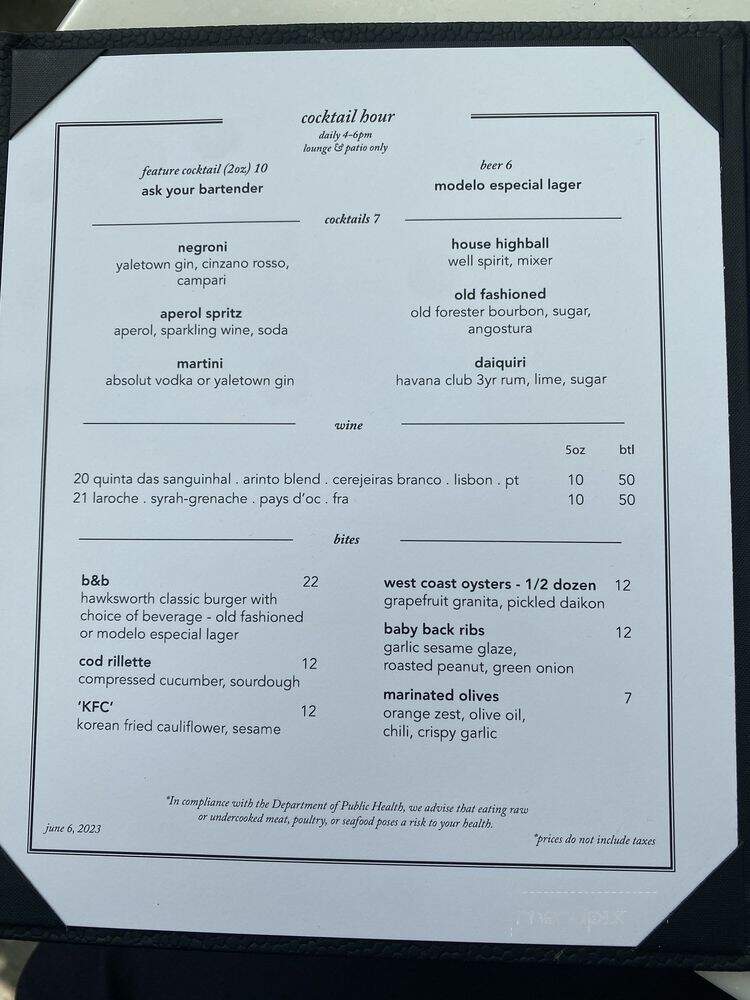 Hawksworth Restaurant - Vancouver, BC menu_pic