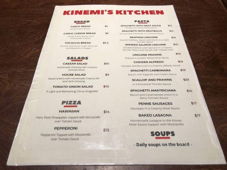 Kinemi's Kitchen - Vancouver, BC menu_pic