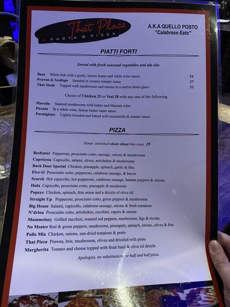 That Place 4 Pasta Pizza - Coquitlam, BC menu_pic