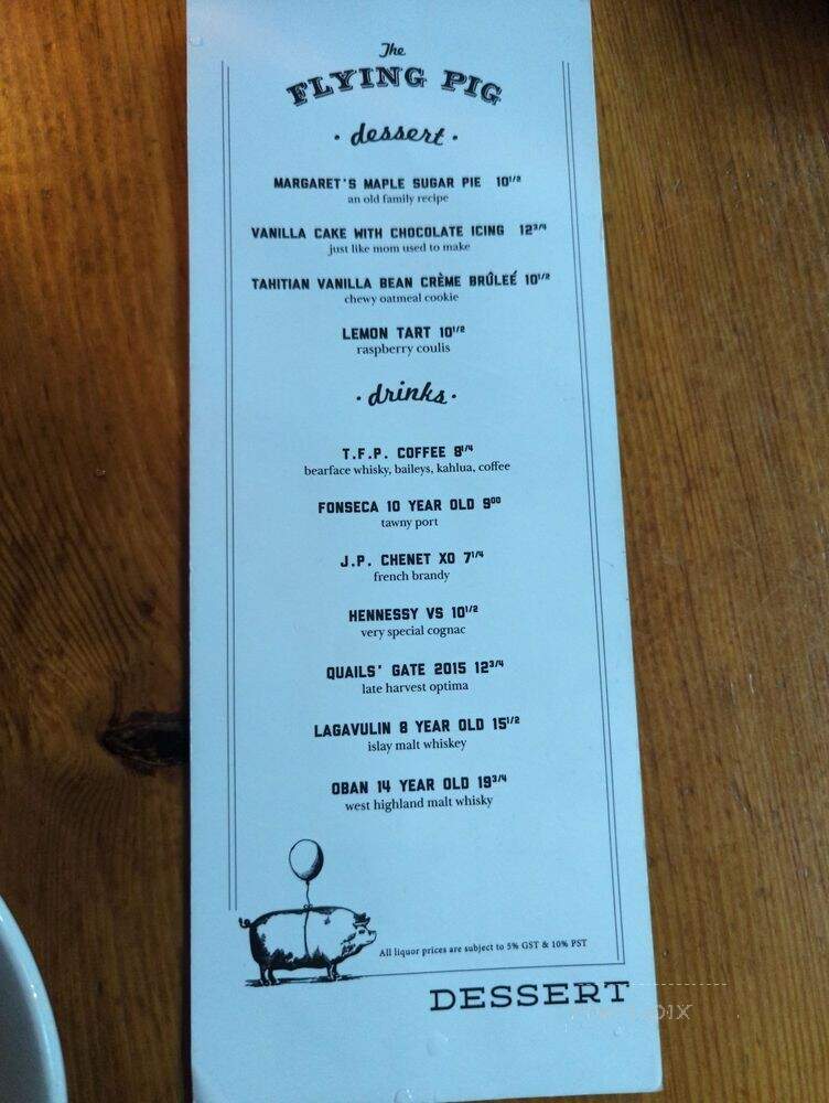 The Flying Pig - Vancouver, BC menu_pic