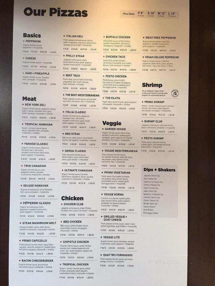Panago Pizza - West Vancouver, BC menu_pic