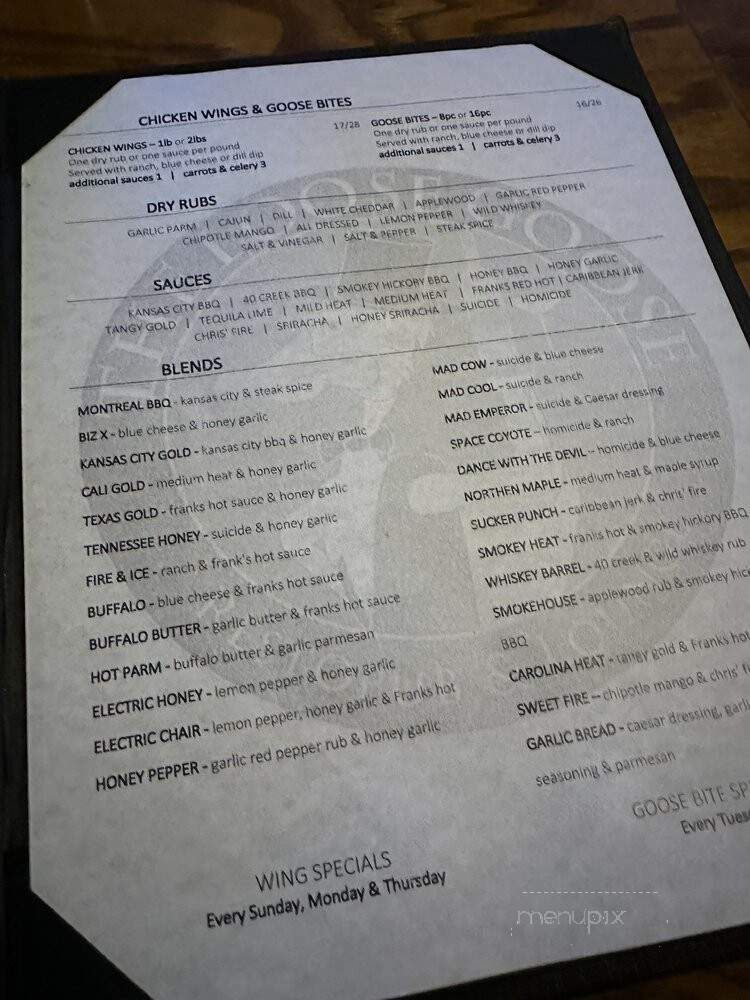 The Loose Goose - Restopub and Lounge - Windsor, ON menu_pic