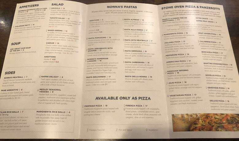 Nonna's Oven - Richmond Hill, ON menu_pic