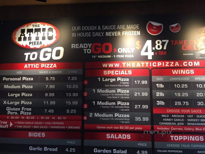 Attic Pizza Parlour - Hamilton, ON menu_pic