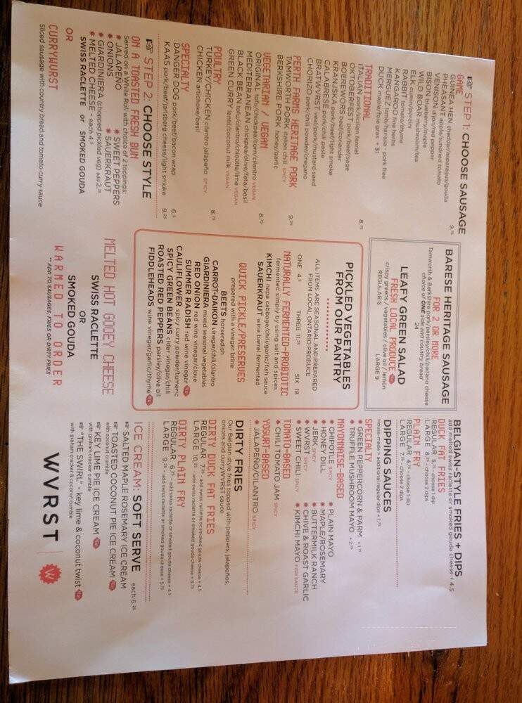 Wvrst - Toronto, ON menu_pic