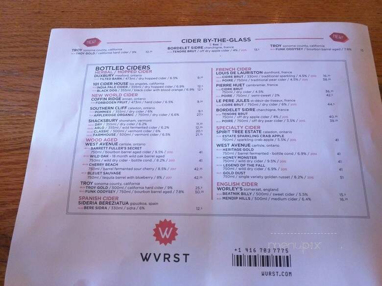 Wvrst - Toronto, ON menu_pic