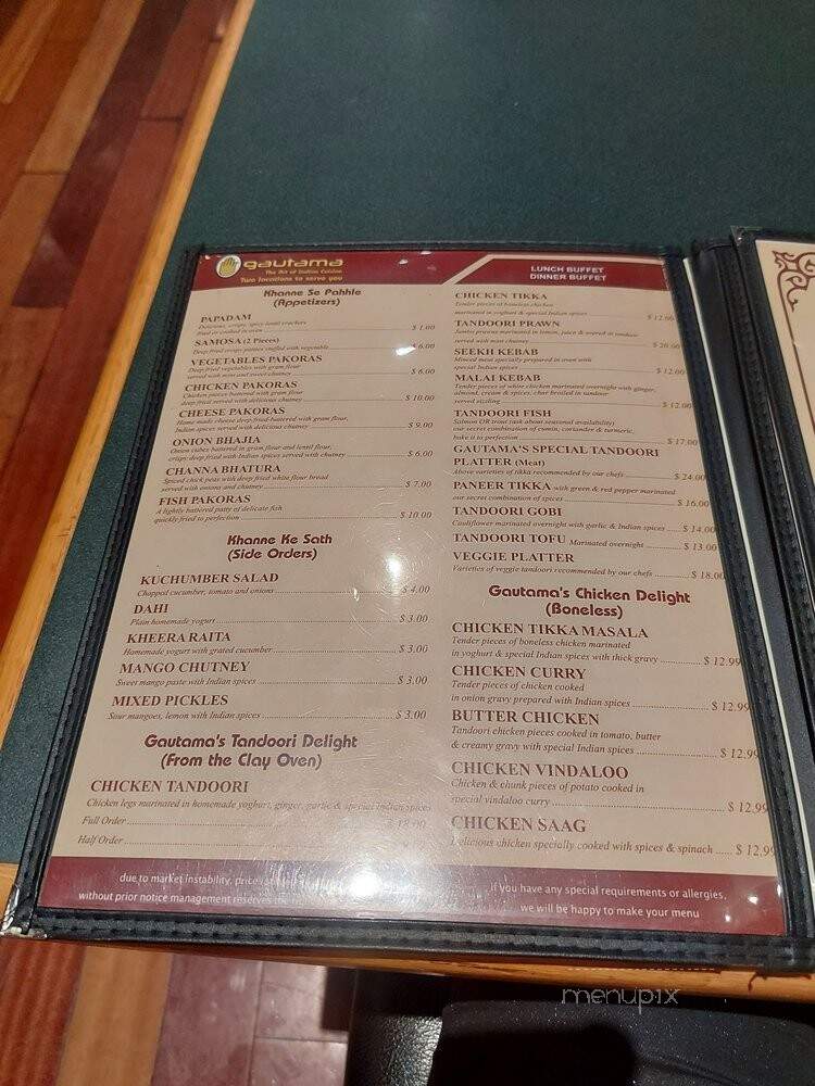 Gautama, the Art of Indian Cuisine - Toronto, ON menu_pic