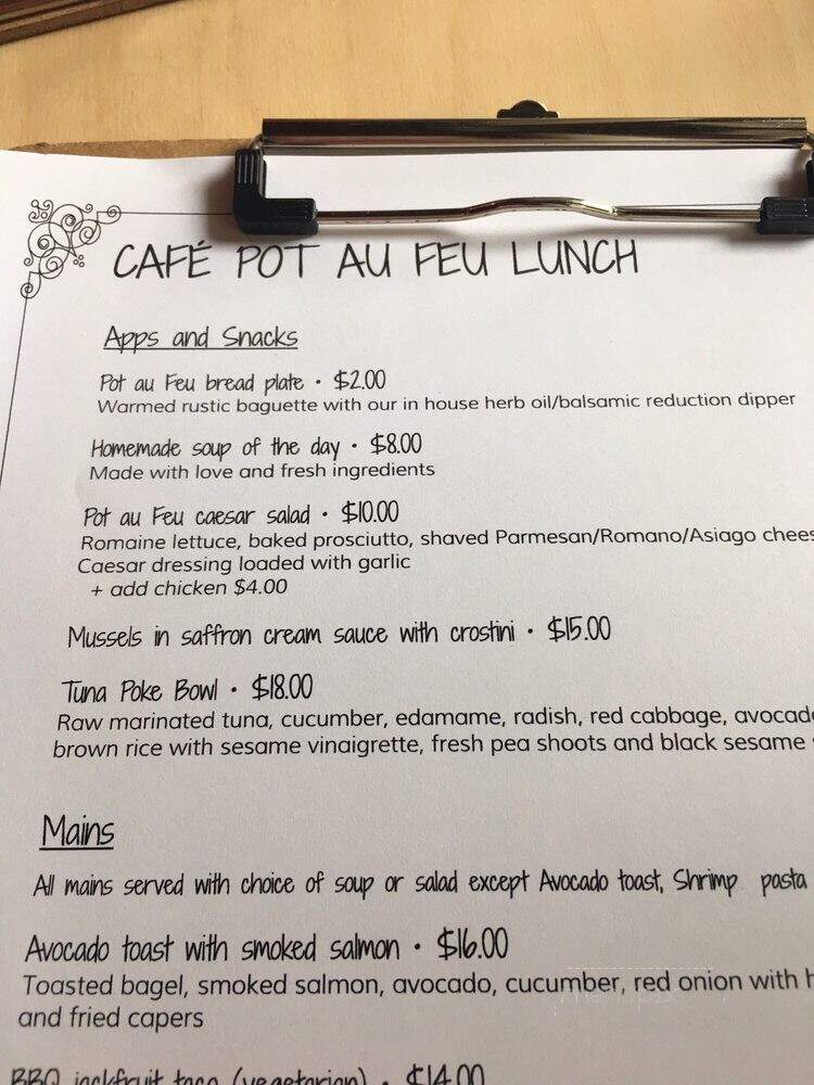 Pot au Feu - Wakefield, QC menu_pic