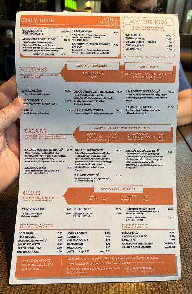 Chez Victor - Quebec City, QC menu_pic