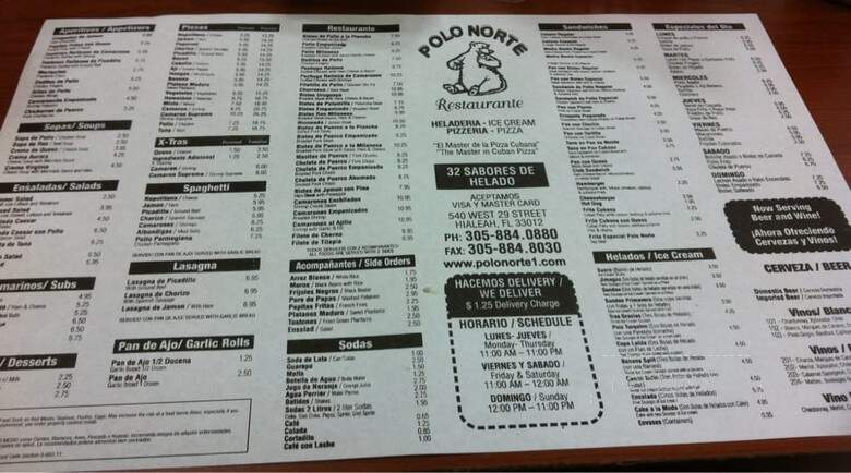 Polo Norte 1 - Hialeah, FL menu_pic