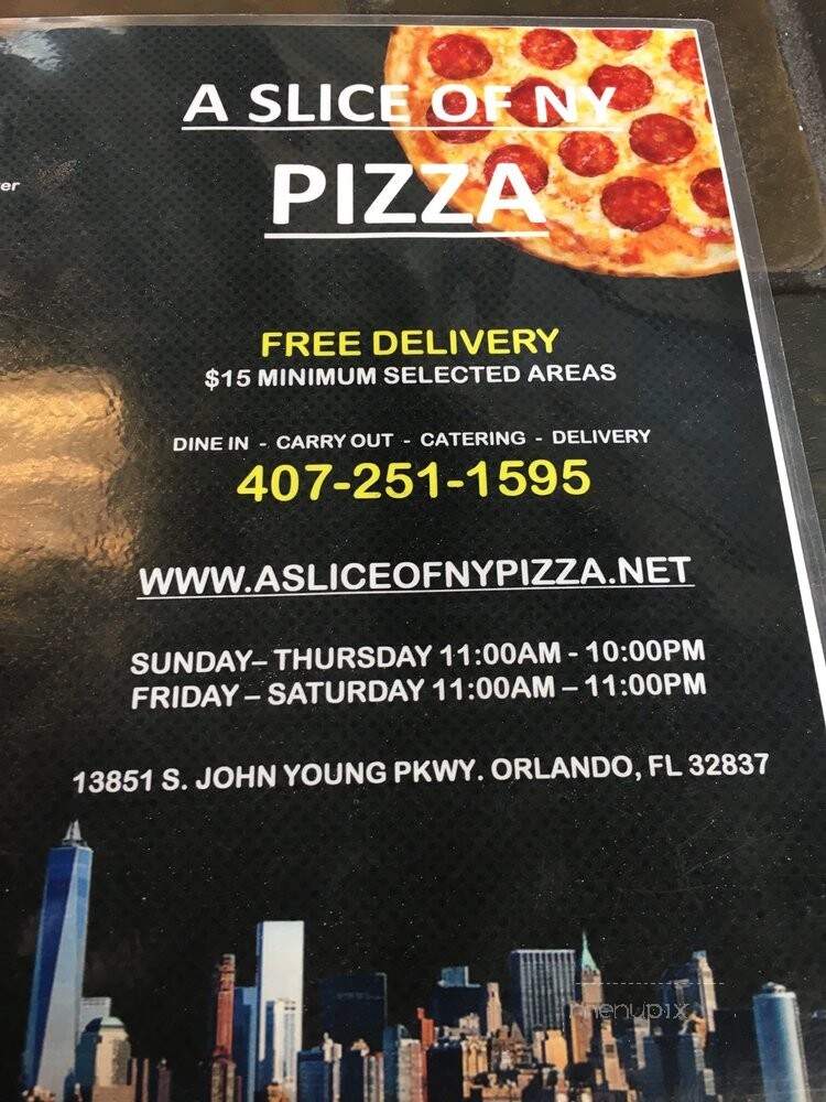 A Slice of New York - Orlando, FL menu_pic