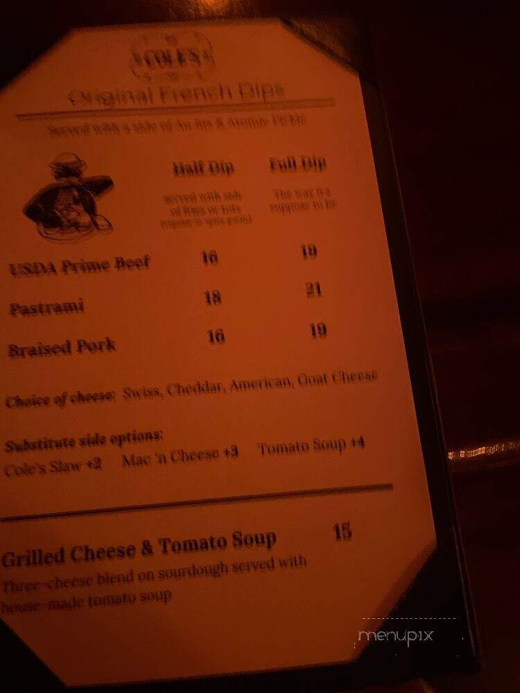 Coles - Los Angeles, CA menu_pic